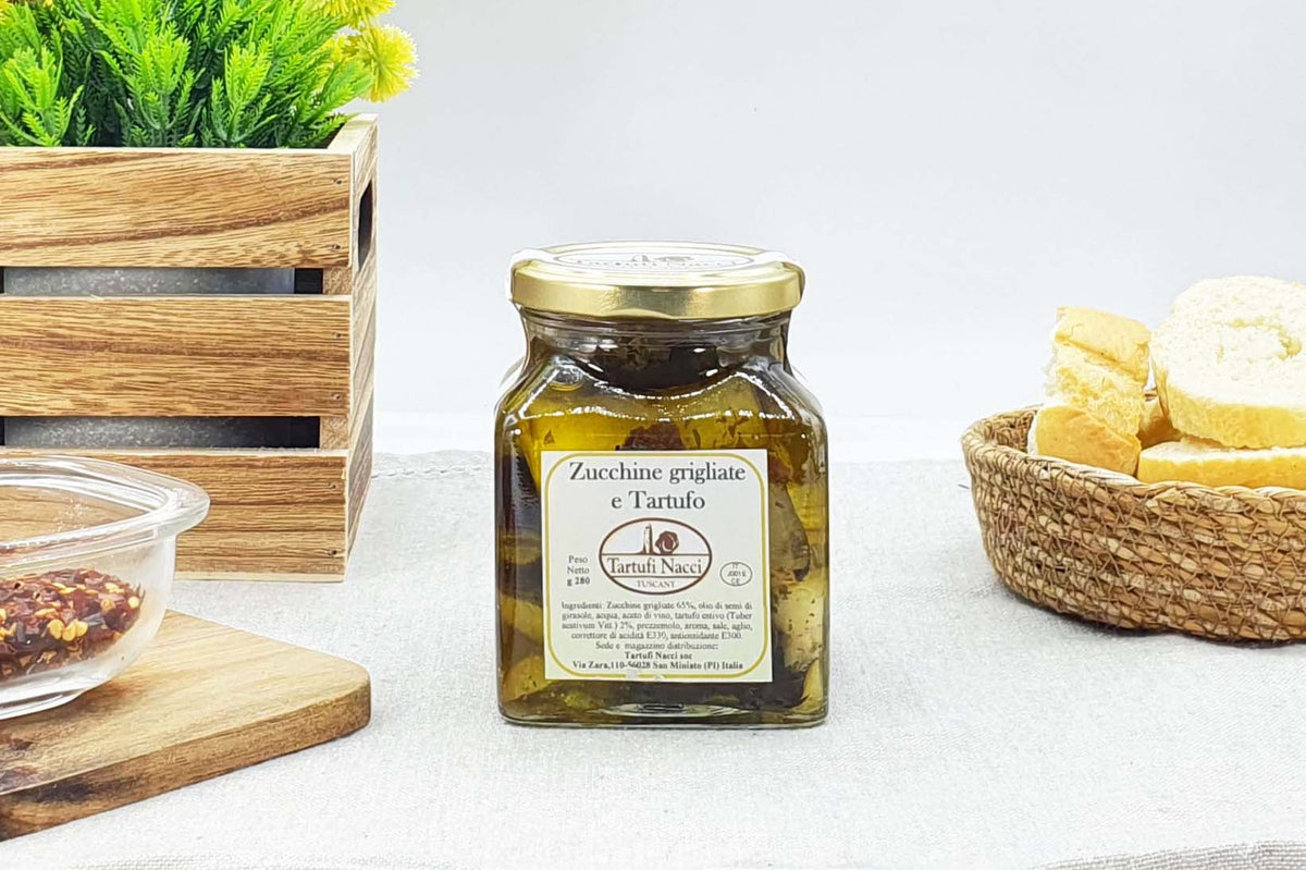 Zucchine grigliate tartufo estivo prelibatezze toscane antipasto