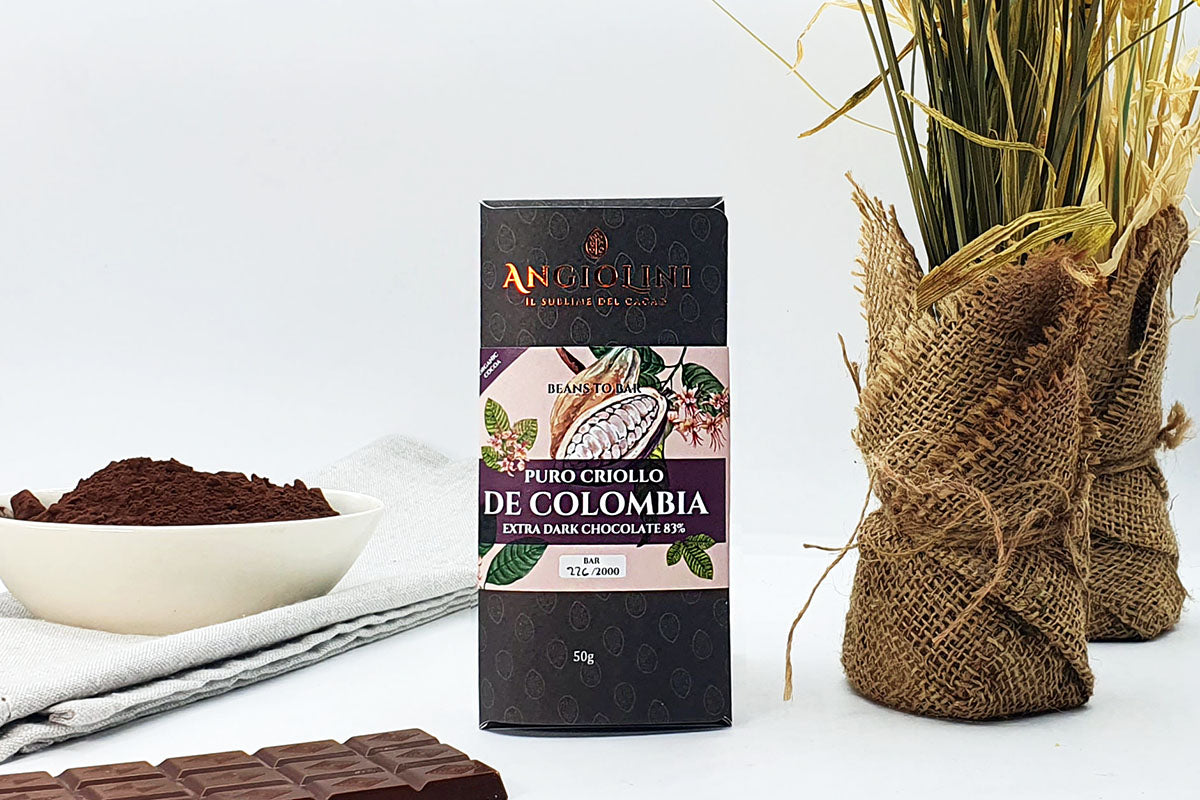 Tavoletta di cioccolato criollo puro dalla Colombia