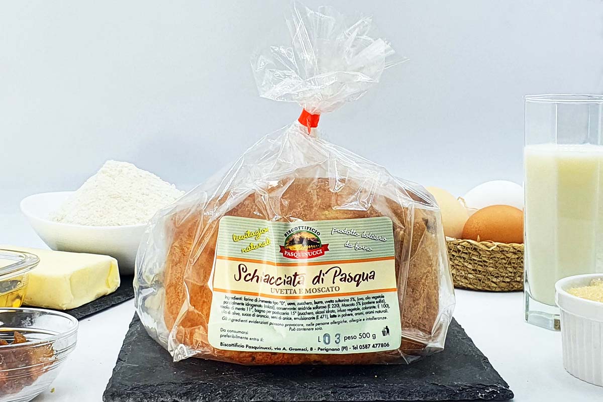 schiacciata di Pasqua toscana artigianale uvetta e moscato